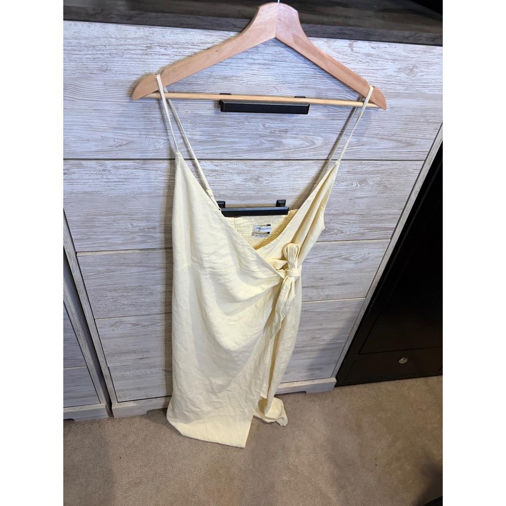 Urban Outfitters Yellow Wrap Midi Dress Smocked Back Spaghetti Strap Small - Picture 6 of 6